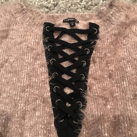 Sweater - Lace Up / Fuzzy - Picture 2 of 3